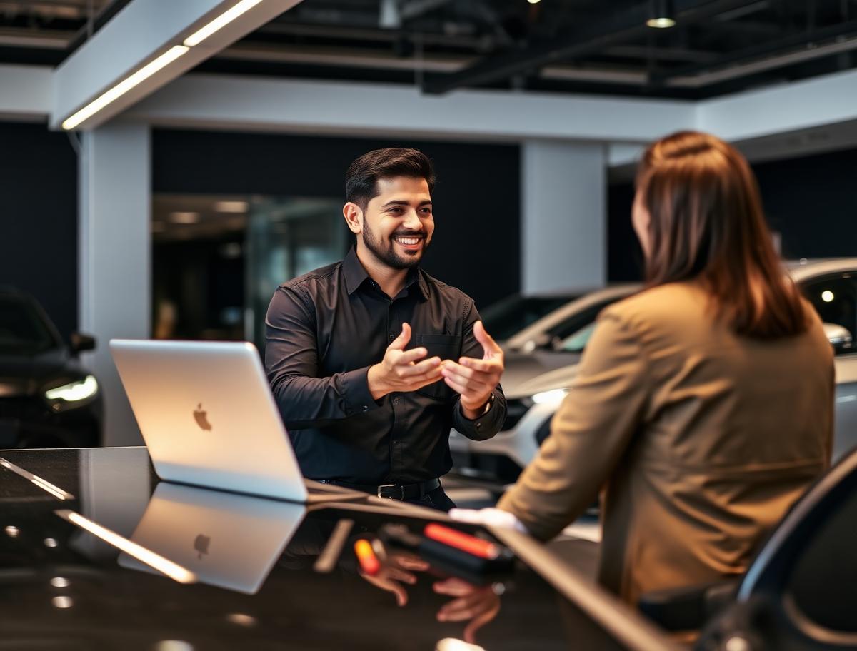 Consultor em atendimento personalizado a um cliente